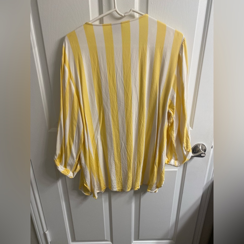 Ruby Rd. Yellow & White Striped Top - Picture 2 of 2